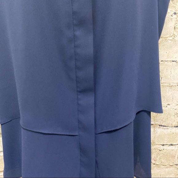 The Limited Blue Sleeveless Tiered Hidden Button Up Blouse - Picture 2 of 5